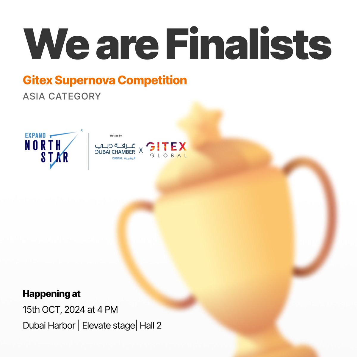 Hold on tight everyone, we’ve got some big news! 🚀

We're thrilled to announce that we've been selected for the GITEX ASIA PITCH category at <a href="/expandnorthstar/">Expand North Star</a>  Star | <a href="/GITEX_GLOBAL/">GITEX GLOBAL</a>  🌟

Your amazing support got us here, and now we need it more than ever as we get ready for the