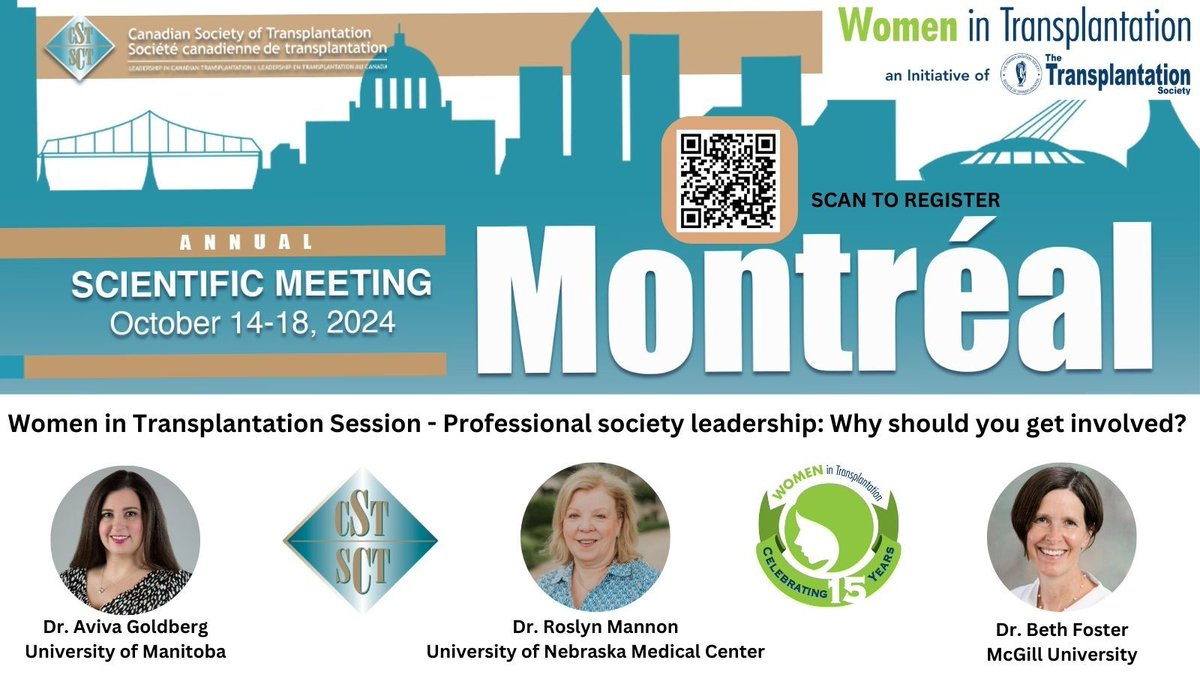 Women in Transplantation (@wit_tts) on Twitter photo Join us this week at <a href="/cst_transplant/">CST Transplantation</a> Annual Scientific Meeting! We'll be hosting a networking discussion 👉 “Professional Society Leadership: Why should you get involved?"
🗣️ <a href="/mannonmom/">Roslyn Mannon (moving to Bluesky as mannonmom)</a>, Aviva Goldberg, Beth Foster
🏨Westin Hotel
🗓️ Weds, Oct. 16 @ 17:30 Join us this week at <a href="/cst_transplant/">CST Transplantation</a> Annual Scientific Meeting! We'll be hosting a networking discussion 👉 “Professional Society Leadership: Why should you get involved?"
🗣️ <a href="/mannonmom/">Roslyn Mannon (moving to Bluesky as mannonmom)</a>, Aviva Goldberg, Beth Foster
🏨Westin Hotel
🗓️ Weds, Oct. 16 @ 17:30