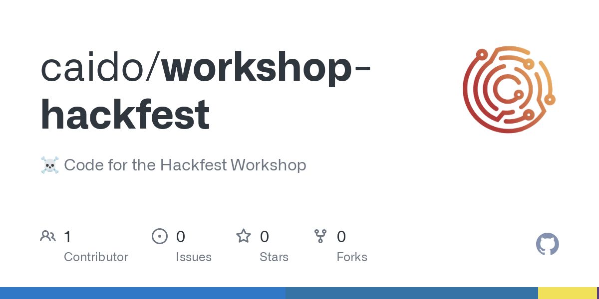 Missed our workshop at Hackfest? The full presentation and the exercises are  available on Github 💪 
We go in depth about Workflows, Plugins and the GraphQL API 👀 
github.com/caido/workshop…
