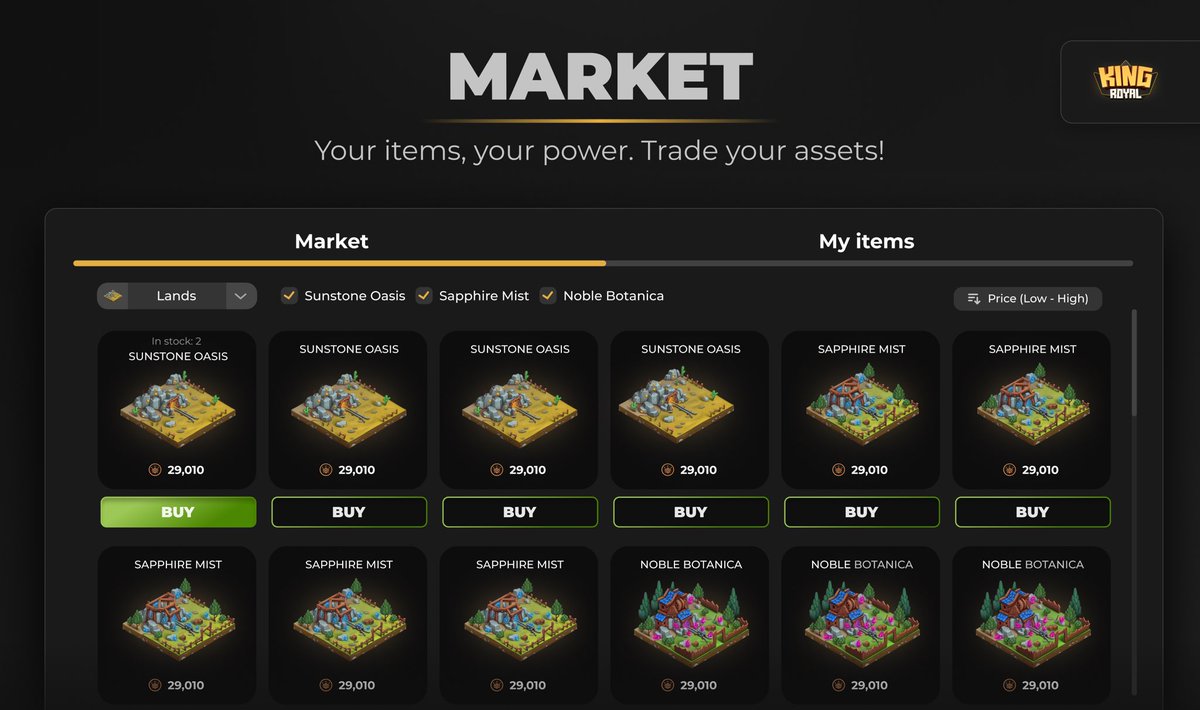 On Wednesday, October 16th, we're launching an exciting update featuring the new in-game market and inventory system.

Players will have full visibility of their resources and the ability to trade directly with others, buying and selling items with ease.

Next PvP &amp; Alliances ⏳