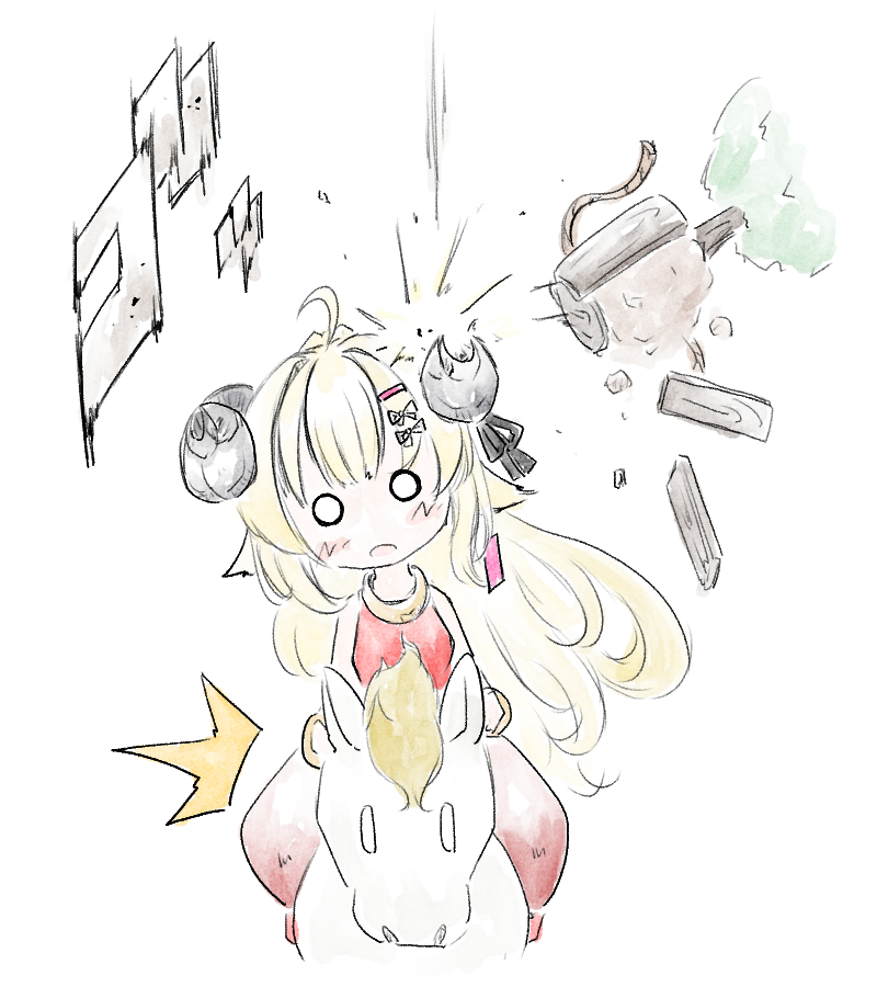 角巻わため 「今日のわためぇホントいろんな意味で持ってるよなぁw#つのまきあーと 」|鶏ぽんのイラスト