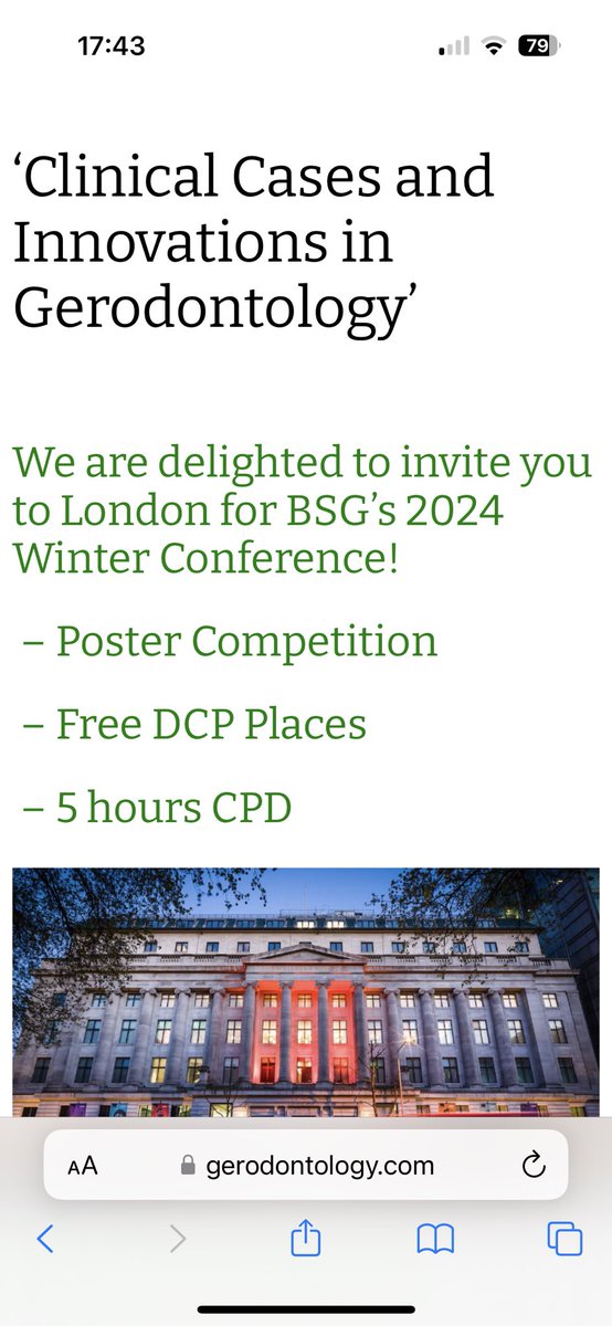 This year’s winter conference is not one to miss. A range of talks, interactive case discussions, annual poster competition and 10 free DCP places.   Have a look gerodontology.com/courses-and-ev…