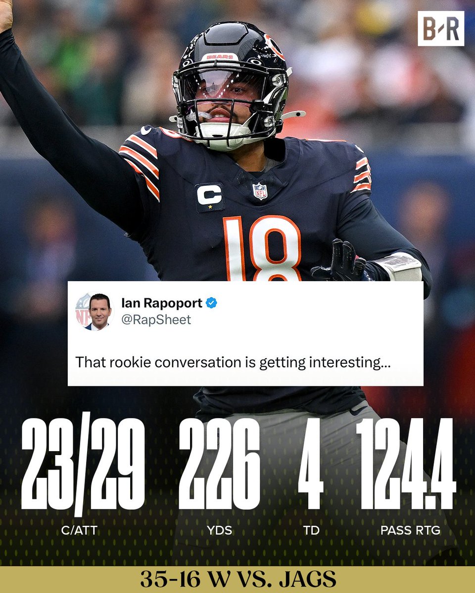 Caleb Williams making a push for ROTY?! 😱 <a href="/brgridiron/">B/R Gridiron</a> 

(h/t <a href="/RapSheet/">Ian Rapoport</a>)