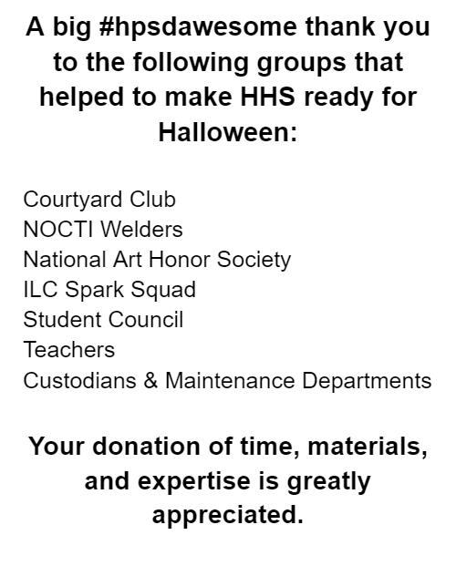 kozdronclass144's tweet photo. HHS is ready for Halloween https://t.co/lkeIOKvrKN