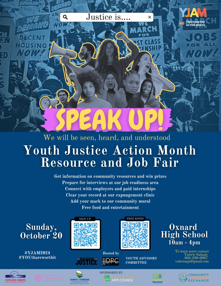 The Gathering for Justice (@gather4justice) on Twitter photo Celebrate Youth Justice Action Month with us! Join us next Sunday at Oxnard High School for the YJAM Resource and Job Fair! The Youth Advisory Council of @onestepalavez and <a href="/bgcoph/">Barry G Chaiken</a> has worked hard to make this day amazing for Ventura County's youth. Don’t miss it! #yjam2024 Celebrate Youth Justice Action Month with us! Join us next Sunday at Oxnard High School for the YJAM Resource and Job Fair! The Youth Advisory Council of @onestepalavez and <a href="/bgcoph/">Barry G Chaiken</a> has worked hard to make this day amazing for Ventura County's youth. Don’t miss it! #yjam2024