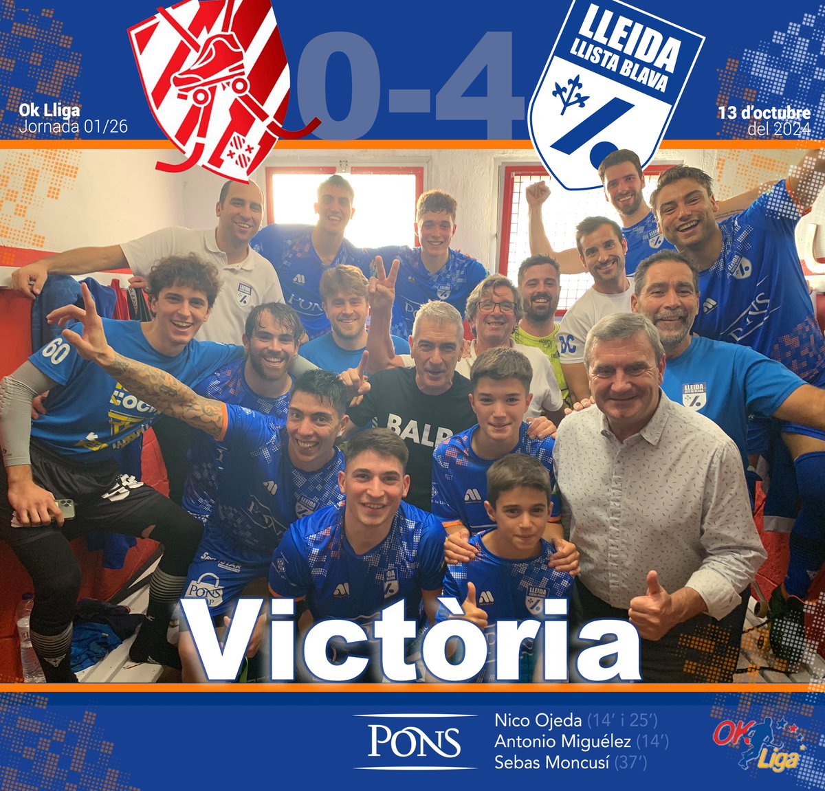 LleidaLlista's tweet photo. 🏑 El Pons Lleida comença la Lliga amb victòria! Nico Ojeda ha anotat 2 gols i Antonio Minguélez i Sebas Moncusí n’han fet un cadascú. 

El Vic també ha disposat de les seves ocasions que ha frenat sota pals un Martí Zapater que ha tornat a fer un gran partit. https://t.co/FDTzFAPyRp