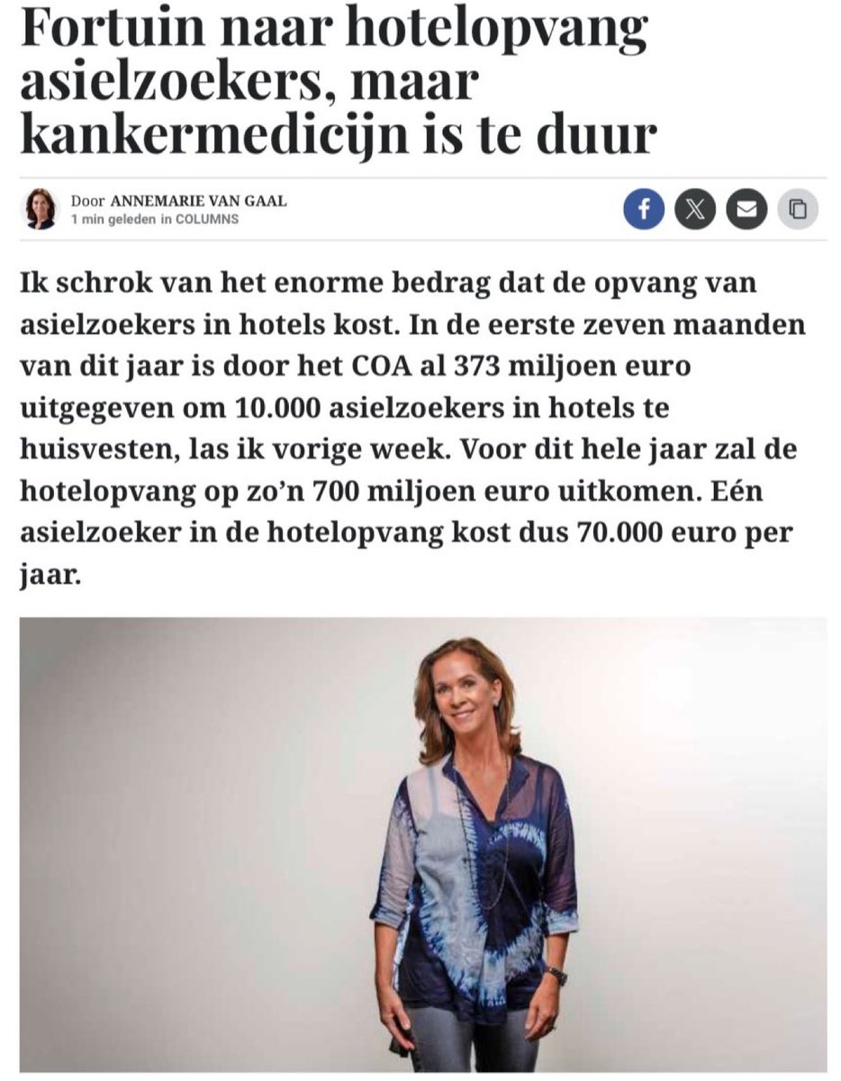 “Eén asielzoeker in de hotelopvang kost dus € 70.000,- per jaar”. (Excl. zakgeld, gezondheidszorg, advocaatkosten e.d.)

Maar voor medicatie voor de Autochtone Nederlander is geen geld!  En voor het verhogen van de AOW ook niet! 😡
.