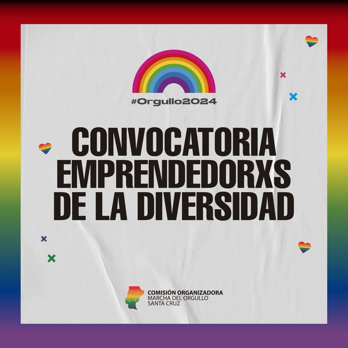 SCDiversidad's tweet photo. 🌈 CONVOCATORIA EMPRENDEDORXS  DE LA DIVERSIDAD

👉🏼  Este formulario tiene como fin recolectar datos de les emprendedorxs de la diversidad que quieran participar en la Marcha Provincial del Orgullo 2024, con sede en EL CALAFATE, el día sábado 9 de Noviembre. https://t.co/BwuQjiDnPt