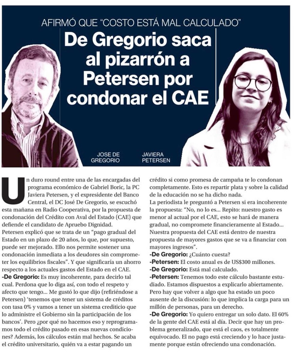 anibal_guerrer's tweet image. Hace tres años, José De Gregorio le advirtió a sus ex alumnos que estaban equivocados  sobre el costo de la condonación universal del CAE. No lo escucharon.

Hoy les advierte sobre los efectos del FES, proyecto que reemplaza la promesa de campaña porque sí estaban equivocados.