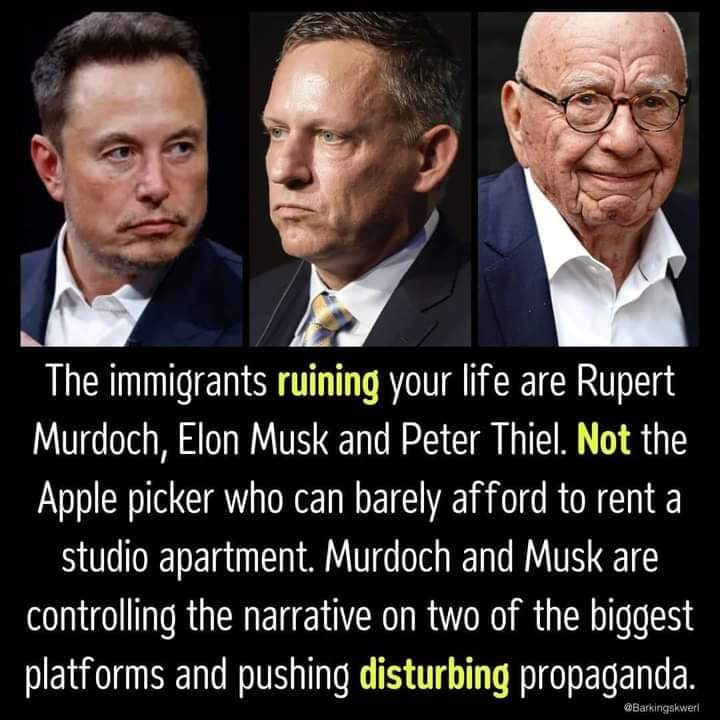 genechick50's tweet photo. Congratulations Elon. He is part of a Super PAC that wants to Destroy Our Country! Musk, Thiel, Murdoch & MORE had a secret meeting in Hollywood in April discussing the take over! Let that sink in! #DeportElonMusk #MuskCannotBeTrusted #ElonMuskSucks #TraitorTrump https://t.co/DNuHT8vz2b