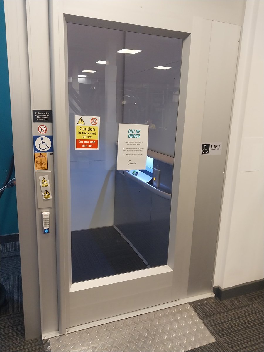 Mr_Lucid_UK's tweet image. Sad seeing maintenance issues @ my local puregym. How does it takes weeks 2 repair the only lift that disabled people can use 2 get upstairs 2 the only changing rooms and ONLY toilet! Come on @PureGym please do better. P.s. 2/3 spin bikes are 2! #disabled #disabledaccess #puregym