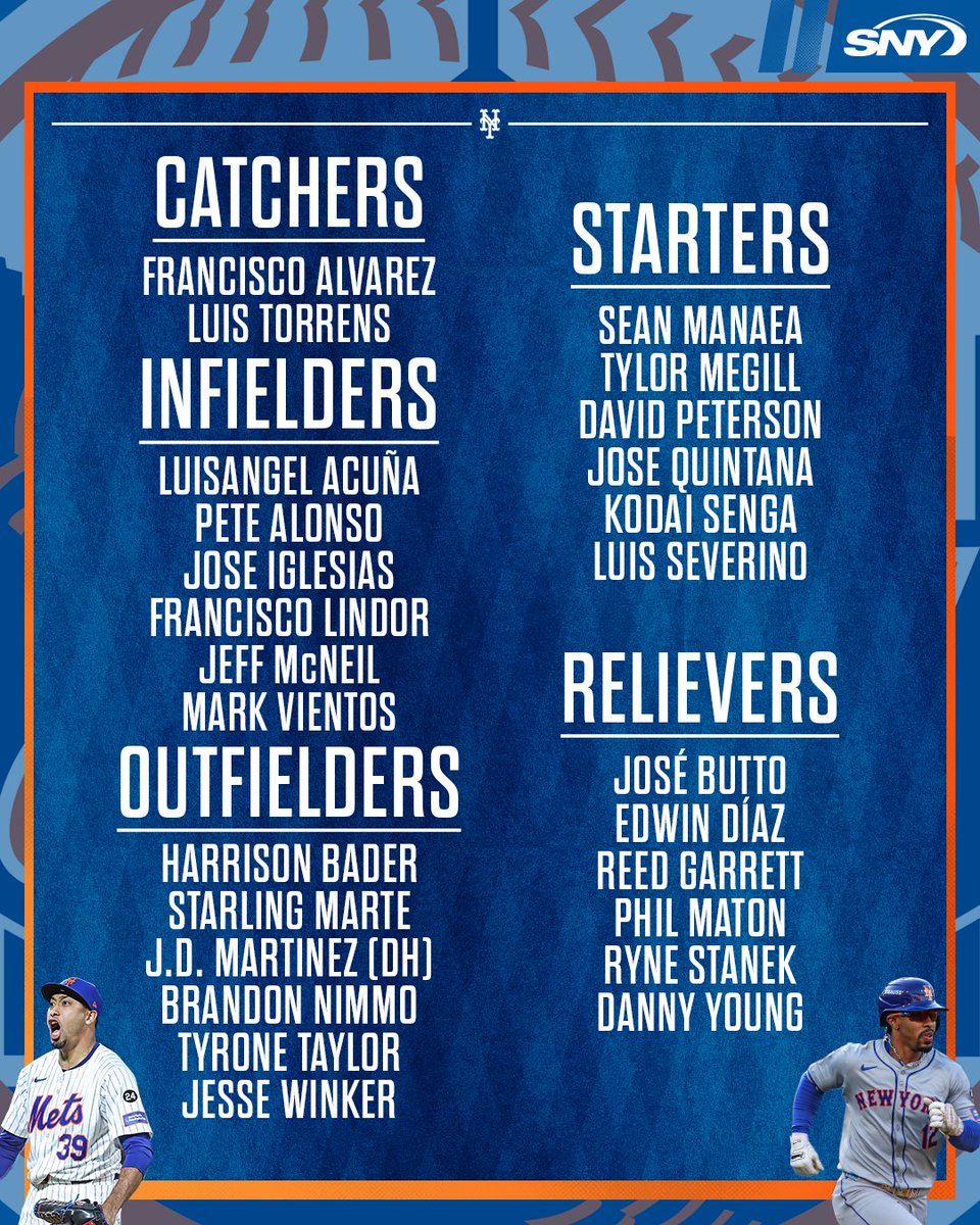 SNY_Mets's tweet image. The Mets have announced their roster for the NLCS