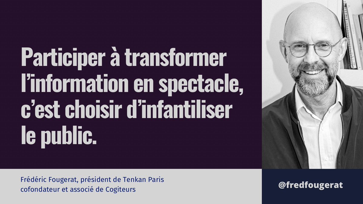 Le rôle du #journaliste est d’informer, pas de fanfaronner. 
En France, toute une profession souffre d’être décrédibilisée par quelques commentateurs éloquents et grandiloquents, qui transforment l’#information en plaisanteries, avec un certain talent pour tourner en ridicule les