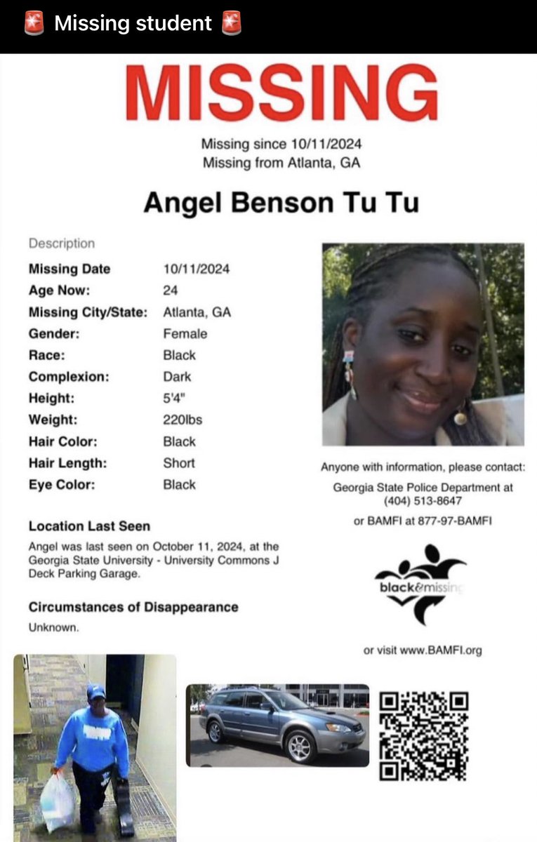 TheRightGirl47's tweet image. Student missing out of Atlanta, GA.
Praying this won’t turn out to be another Laken Riley situation. 🙏🏻 #MissingStudent #MISSINGPERSON #Atlanta #Georgia