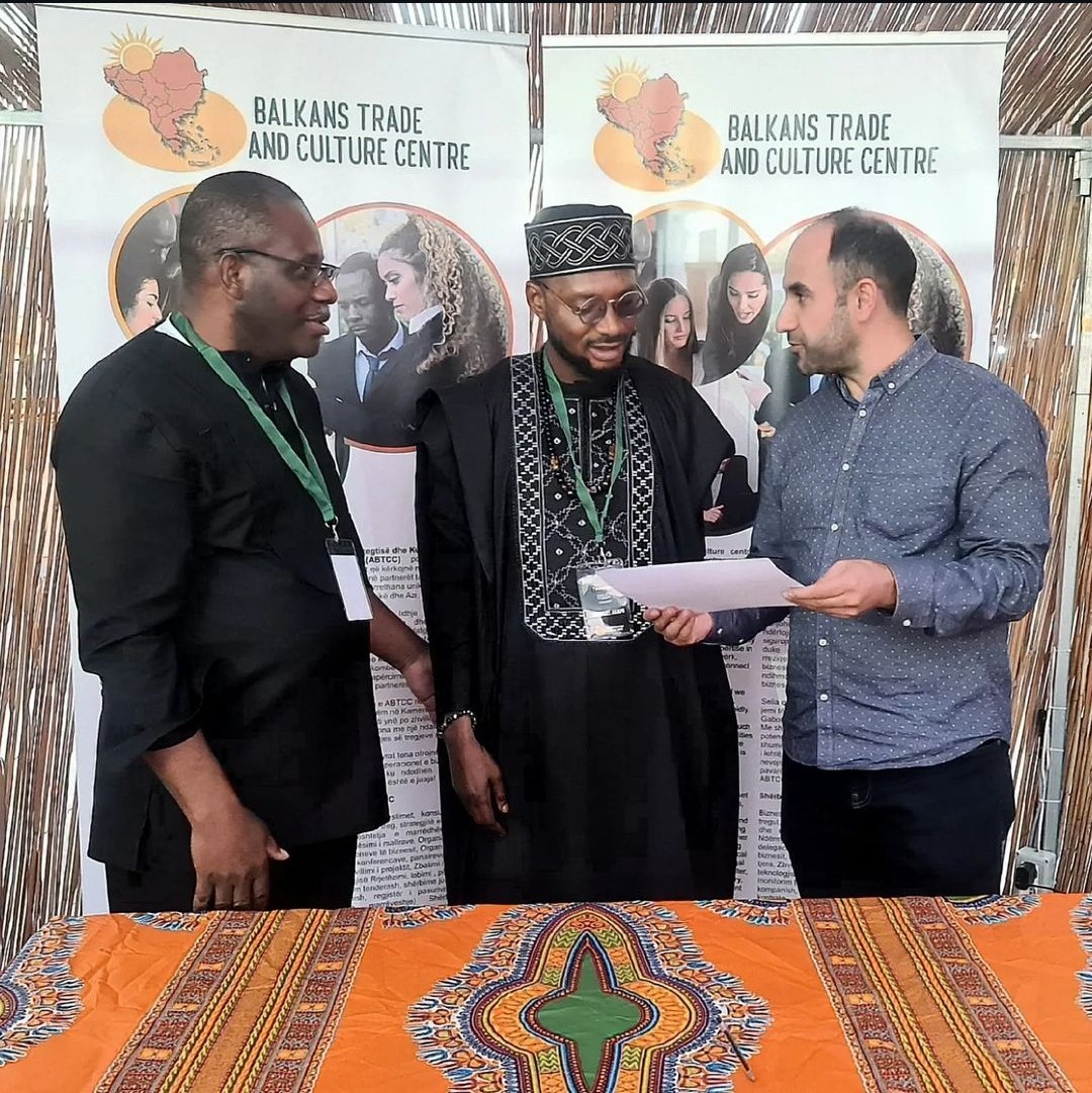 Tenstringsnaija's tweet photo. Today, in Albania, the African Balkan Trade &amp; Culture Centre (ABTCC) appointed Tenstrings' founder @mr.akapo as their  cultural ambassador and chairman of the West African Region for ABTCC. https://t.co/fx2qtTekRM