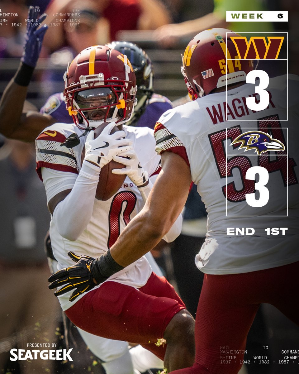 Commanders's tweet image. after 1️⃣

@Seatgeek | #WASvsBAL