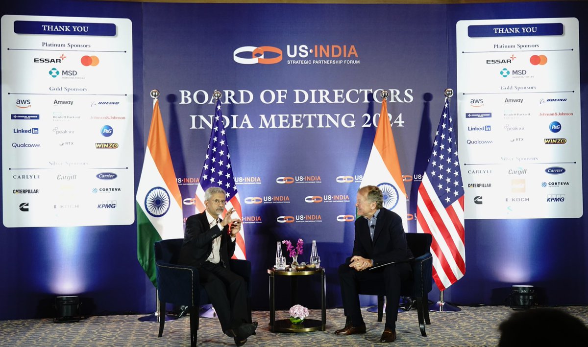 DrSJaishankar's tweet photo. A good interaction with @USISPForum Board of Directors today in Delhi. 

Spoke about our plans to create industrial nodes, expanding infrastructure and enhancing skills and talents. Urged participation in our internship program. 

Confident that the strategic convergence will be backed by strong 🇮🇳 🇺🇸 business collaboration.