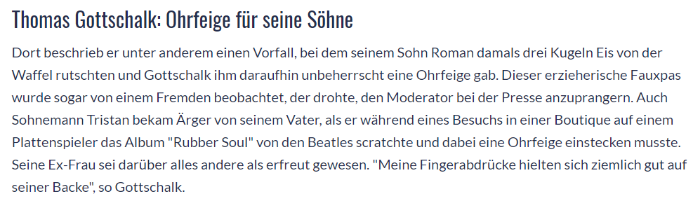 Kindesmisshandlung verjährt früher als sie sollte.

#Gottschalk