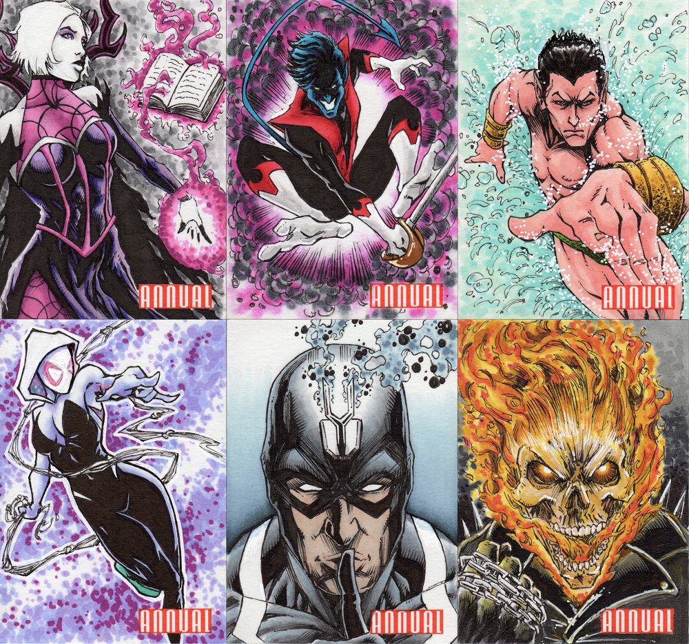6 more! One of my skwtch cards was found in the wild and unpacked live on whatnot yesterday! If you find one, let me know!
#comicart #uppderdeck #marvel #marvelcards #clea #nightcrawler #namor #spidergwen #blackbolt #Ghostrider