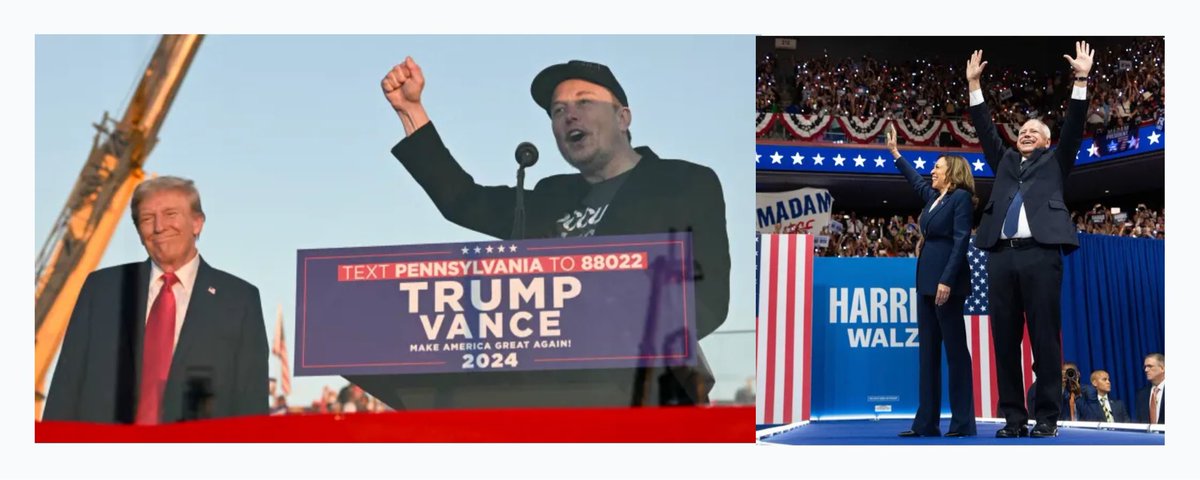 Indian_Bronson's tweet image. 2024: 

• law and order 
• energy production 
• humanoid robots
• self driving cars 
• reusable space rockets

Or

• expensive groceries
• stifled technology 
• drug addicted vagrants 
• endless pointless wars 
• weird sex stuff pushed on kids