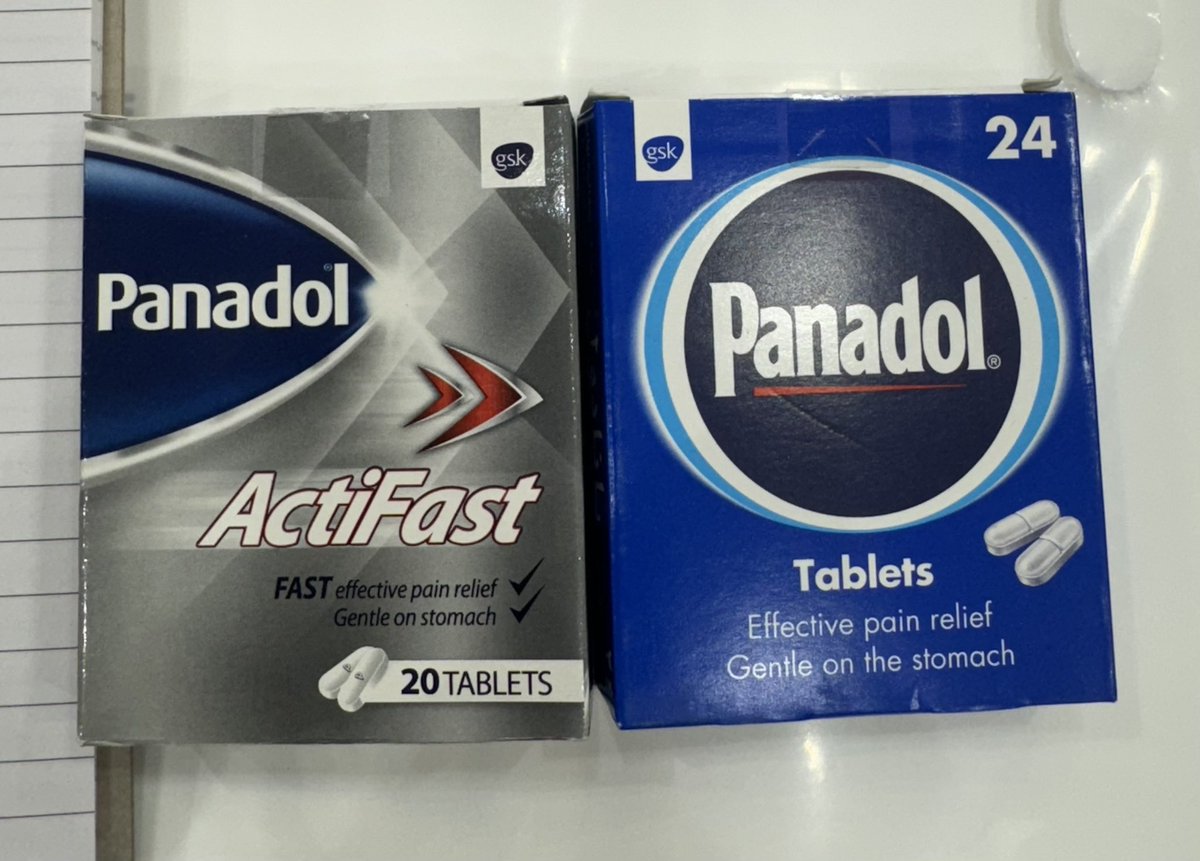 هذول الاثنين نفس المادة الفعالة بالضبط وبنفس التركيز ( Paracetamol 500mg)، ولكن الفرق ان ال ActiFast اضافو له sodium وعشان كذا صار يذوب اسرع وبالتالي يعطي مفعول اسرع ، وكذا ببعض المسكنات الثانية عشان يخلونها توصل الدم اسرع يضيفون لها salt  زي ال sodium او ال potassium.