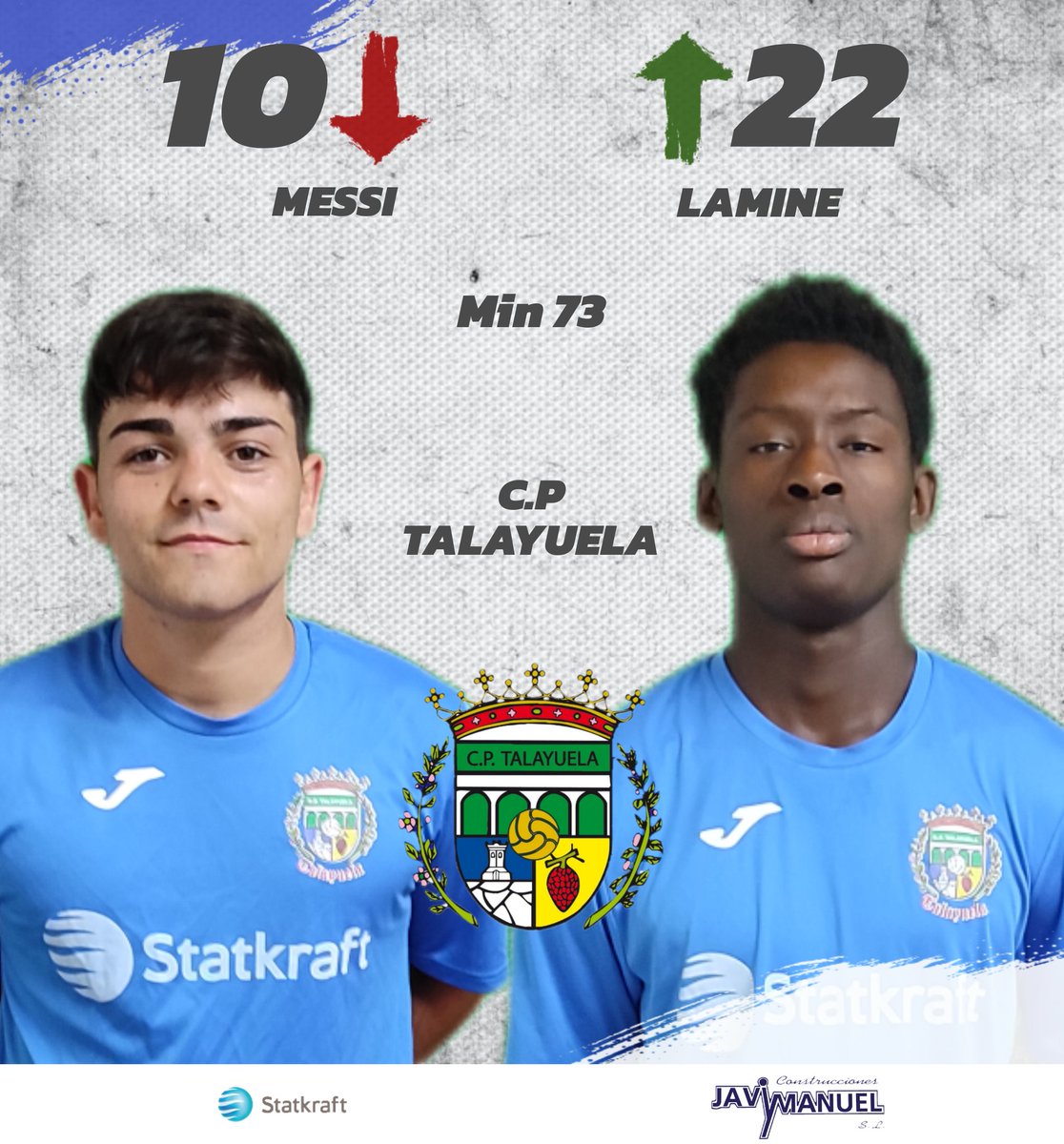 CPTalayuela's tweet photo. CAMBIO QUE SE HIZO AL COMIENZO DE LA PRÓRROGA 

SALE 
Messi

ENTRA
Lamine https://t.co/0ifzo6gP7O
