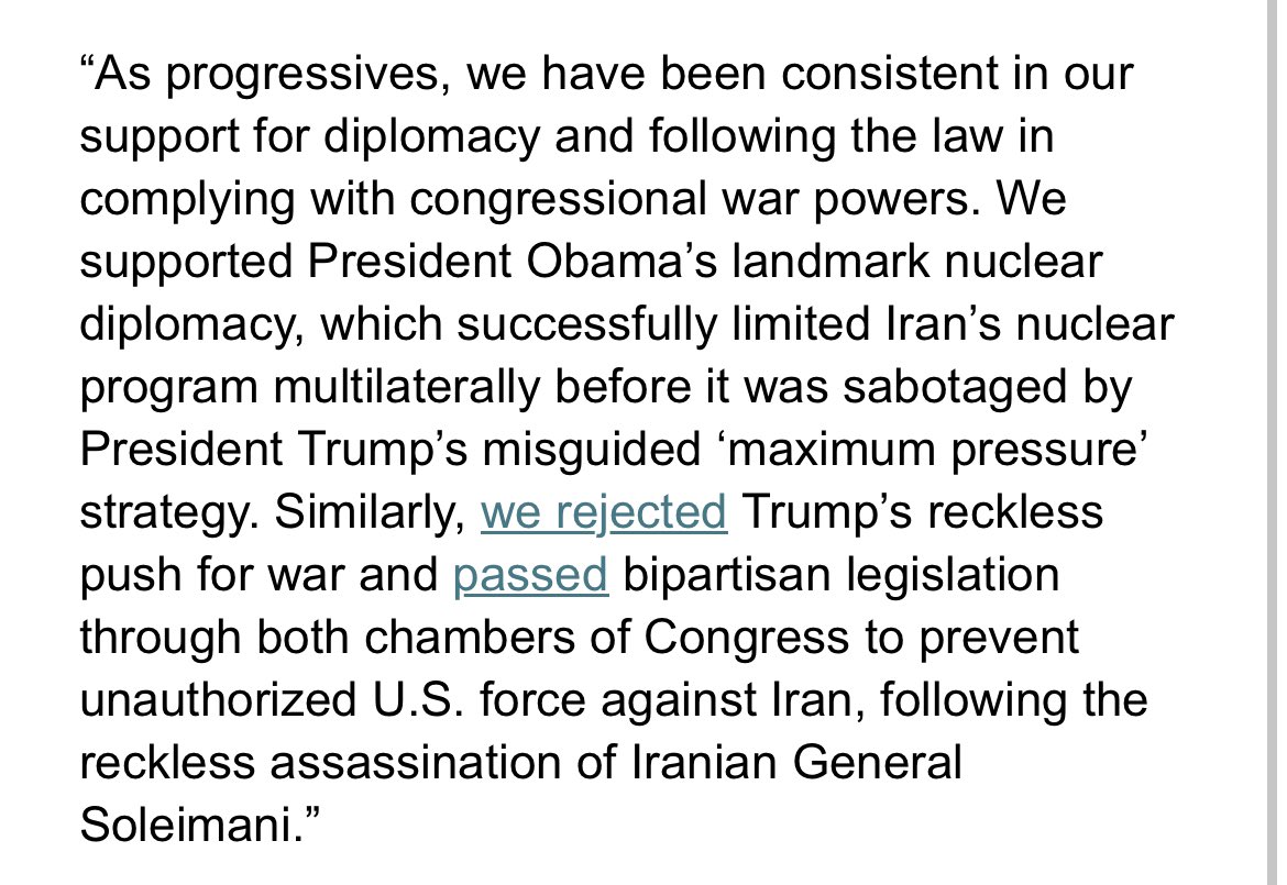 We need meaningful de-escalation and diplomacy in the Middle East. Read my full statement with <a href="/RepBarbaraLee/">Rep. Barbara Lee (Archived)</a> <a href="/RepMcGovern/">Rep. Jim McGovern</a> and <a href="/RepCasar/">Congressman Greg Casar</a> ⬇️