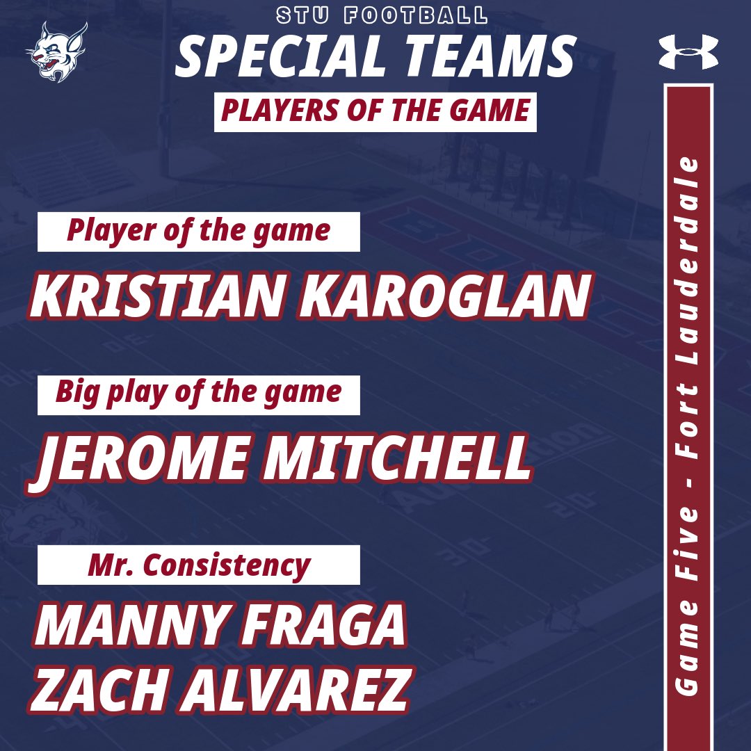 Week five special teams players of the game‼️

#STUFootball // #RaiseTheStandard