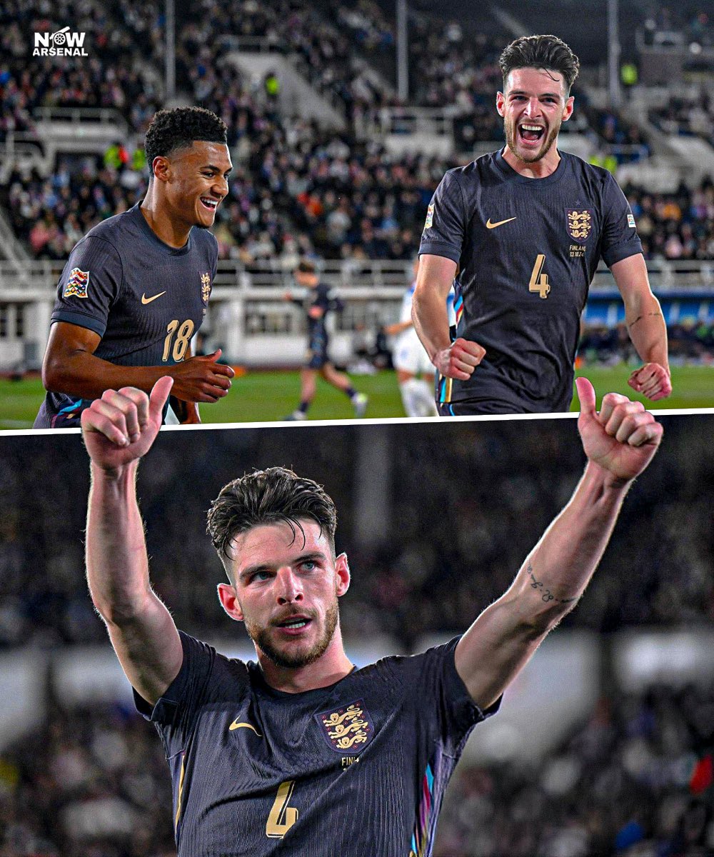 Declan Rice celebrates as he scores for England against Finland this evening. 🏴󠁧󠁢󠁥󠁮󠁧󠁿