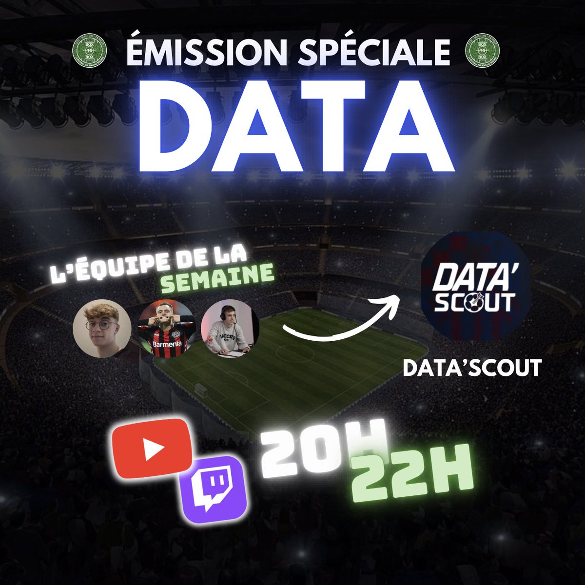 🚨 ON EST EN LIVE ! 🚨

C'est parti avec <a href="/enzopailot/">Enzo Pailot</a>, <a href="/AZGARDfootball/">Ugo</a>, <a href="/nathan_bigue/">Nathan Bigué</a> et notre invité @datascout_ pour une émission spéciale data ! 📊📢

🔗🟣twitch.tv/boxtobox7
🔗🔴youtube.com/@BoxToBox7
