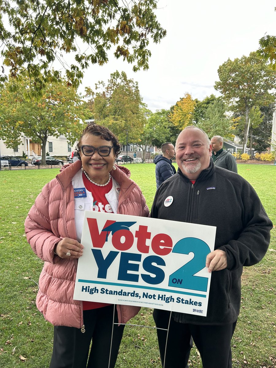 On behalf of <a href="/NEAToday/">NEA</a>, I’m in Cambridge today with <a href="/massteacher/">Massachusetts Teachers Association</a> educators and community partners to get out the vote for Question 2.  The high-stakes nature of the MCAS exam has to end-vote Yes on 2!