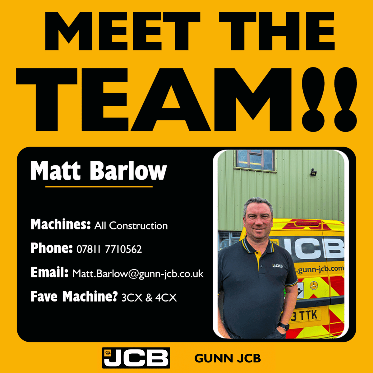 GunnJCB's tweet image. 🎉 Meet Matt Barlow, our newest Sales team member at Gunn JCB! Ready to help you with all your JCB needs. 🚜

📧 matt.barlow@gunn-jcb.co.uk 📱 07811 7710562

#GunnJCB #JCB #SalesTeam #Construction
