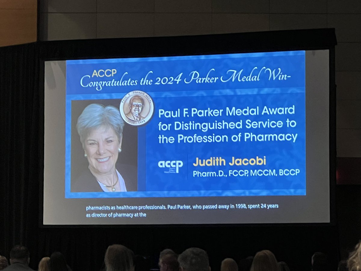 Judy Jacobi deservingly receives the 2024 Paul F. Parker Medal!! A truly incredible, and ongoing career. #ACCPAM24