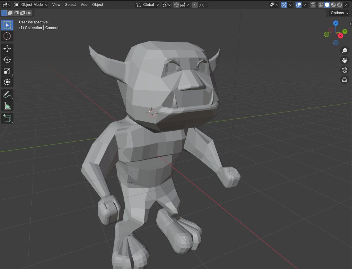 Changed the forest textures, made a better tree (still no leaves yet), and made a goblin, I guess? Arms and legs all kinds of jank lol. Humanoids are hard.
