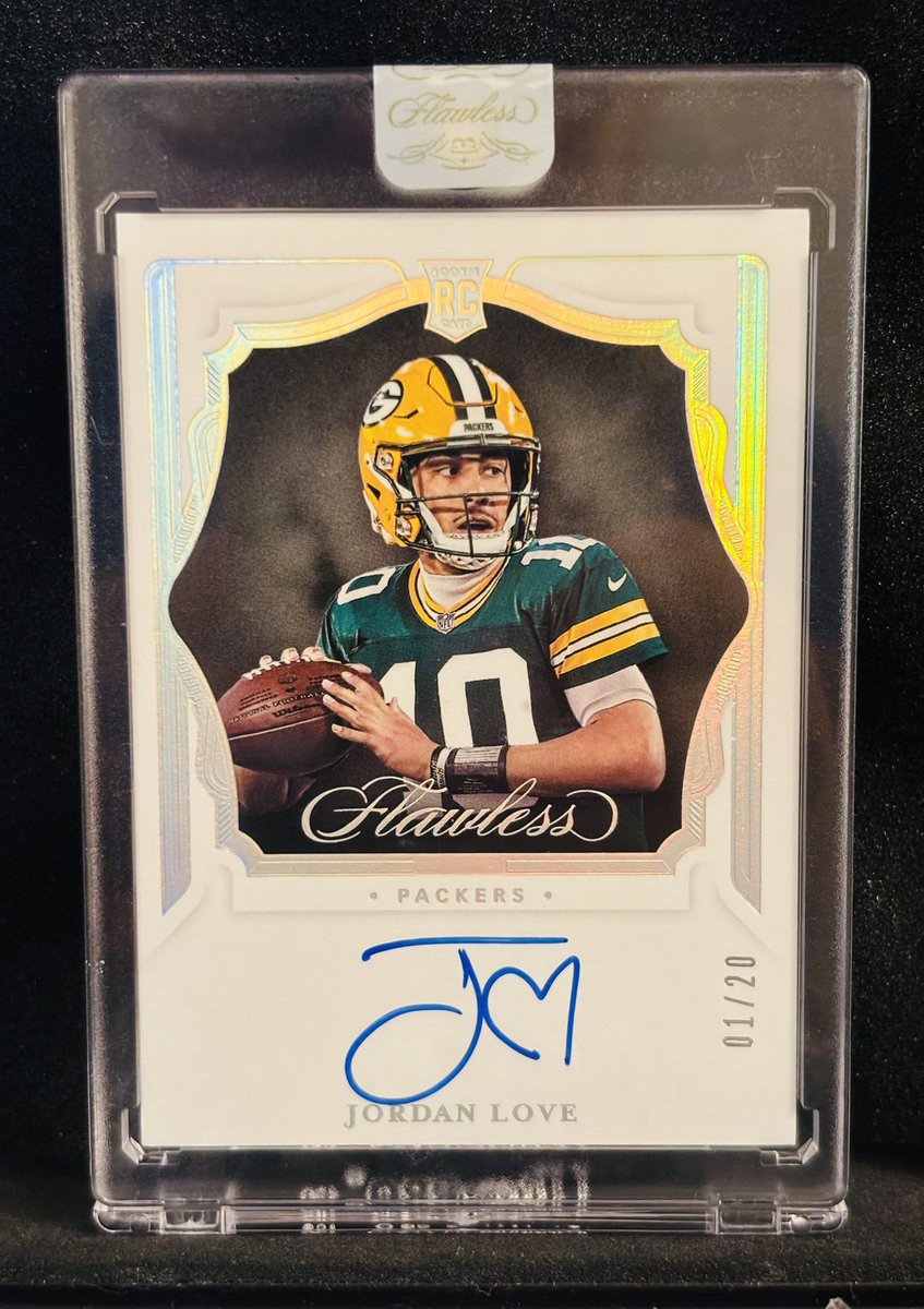 John - Join my FREE razz room! LMK (@johnerickson107) on Twitter photo 🧀 Jordan Love Flawless Auto /20 #Packers 🧀
💰 $2400 OBO 💰
Last comp was a PSA 8 for $1825 in August 
$100 to random person that RTs this if this sells here on Twitter 🧀 Jordan Love Flawless Auto /20 #Packers 🧀
💰 $2400 OBO 💰
Last comp was a PSA 8 for $1825 in August 
$100 to random person that RTs this if this sells here on Twitter