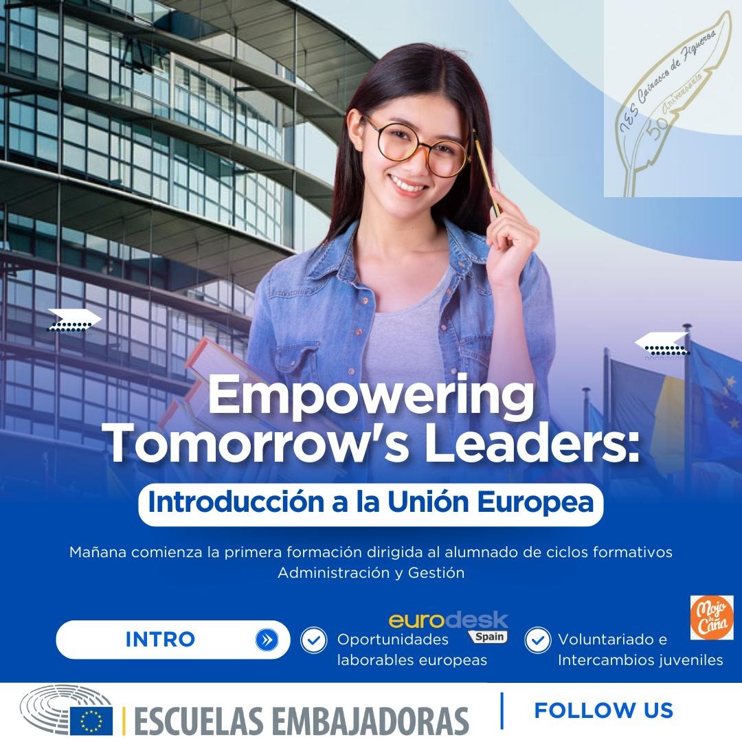 El primer ciclo CFGS Administración y Finanzas complementa su formación en la temática de la UE dentro del Módulo: Gestión de la documentación jurídica y empresarial, que imparte Cristina Ramírez. 
La coordinadora EPAS hará una introducción sobre la UE, y los jóvenes.