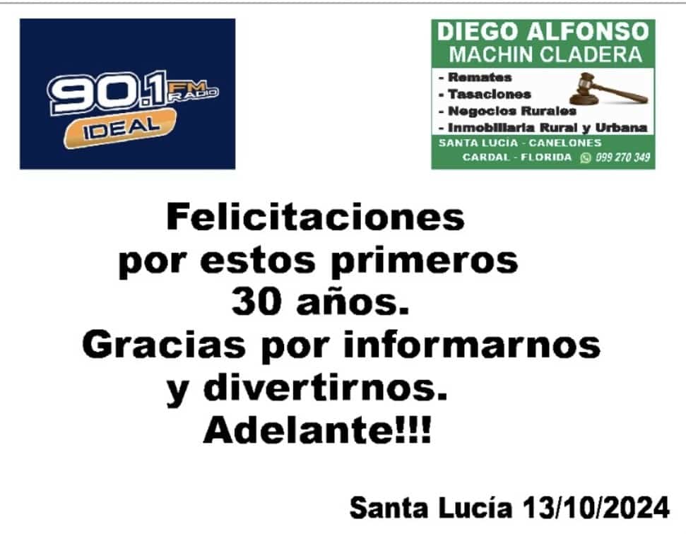 Junto a la familia de FM Ideal, 90.1 en sus primeros treinta años. <a href="/901FmIdeal/">Fm Ideal 90.1</a> <a href="/DiegoMachin8/">Diego Alfonso Machin Cladera</a>