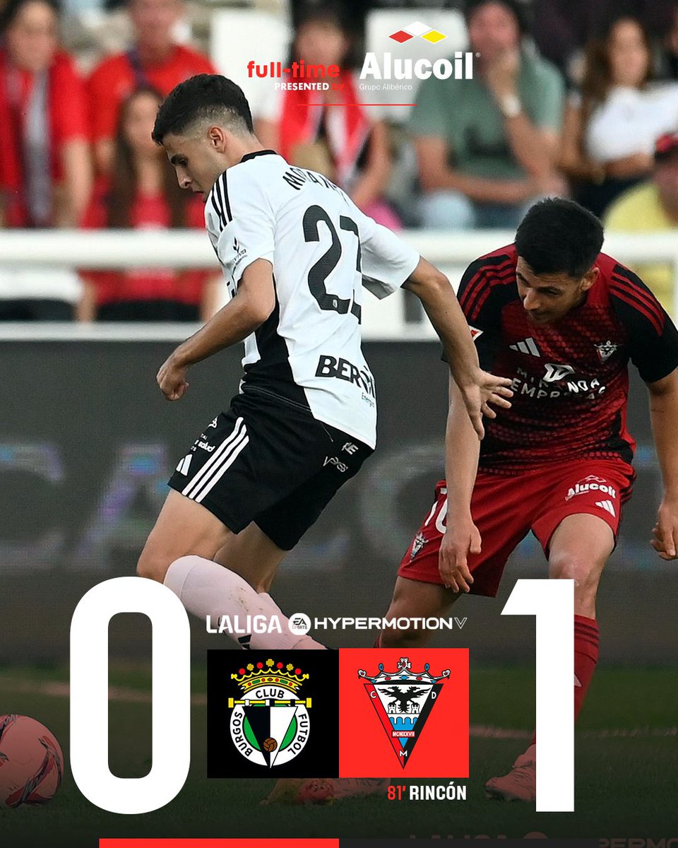 🏁 <a href="/Burgos_CF/">Burgos Club de Fútbol</a> 0-1 #CDMirandés
⚽ 81’ <a href="/10Hugorl/">Hugo Rincón</a> 
#BurgosCFMirandés | #SeráPorqueTeAmo