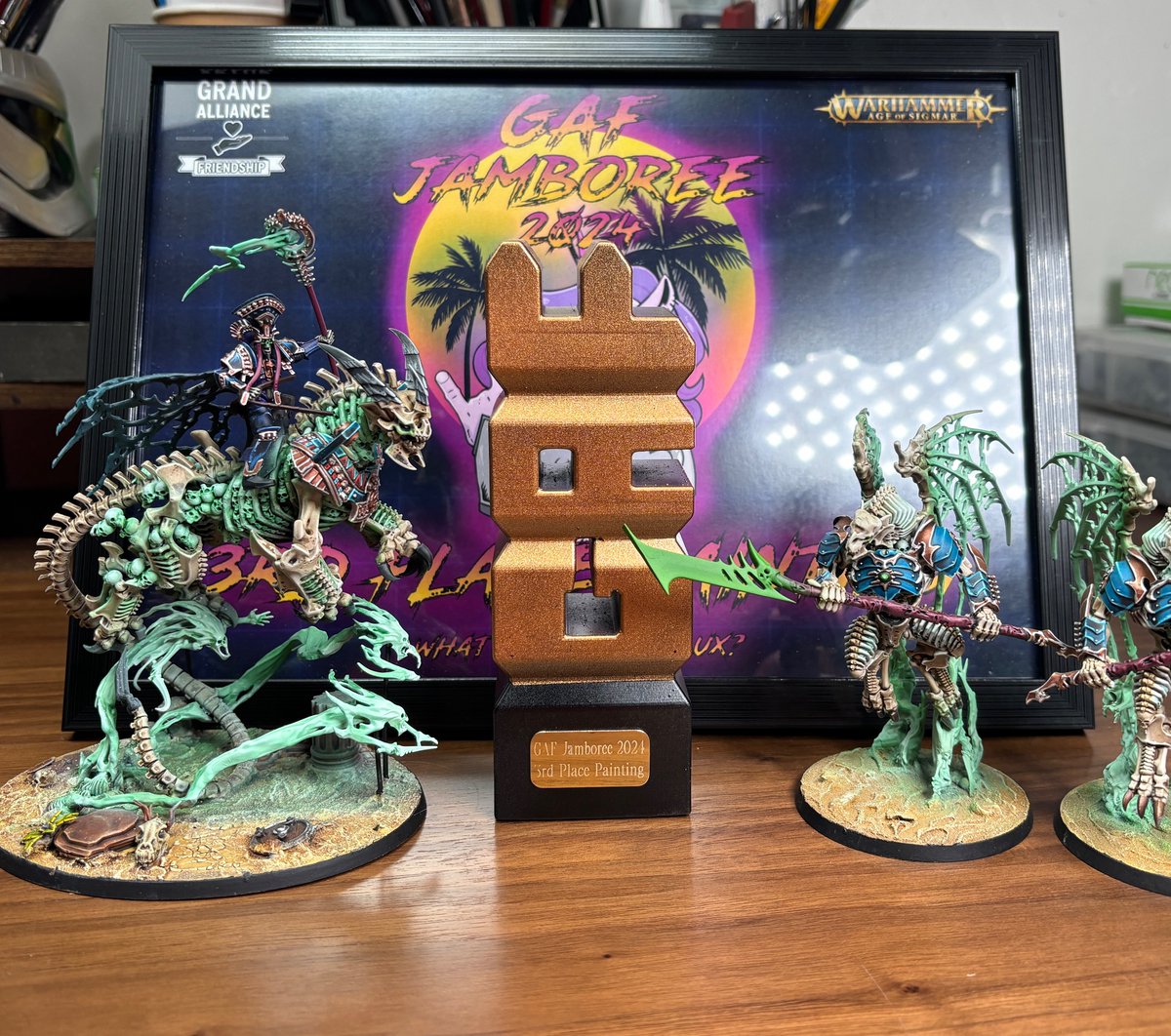 Home from GAF Jambo with a 4-1 Win record for  5th place, and 3rd painted thanks to Arkhan the Cracked and Friends.

<a href="/gaf_mark/">Mark Ward, Miami Spice</a> and <a href="/GAF_Moonhead/">GAF_Moonhead</a> ran an super fun event, but there’s interesting things I noticed in AOS event culture - excited to talk about it on stream tomorrow 💀