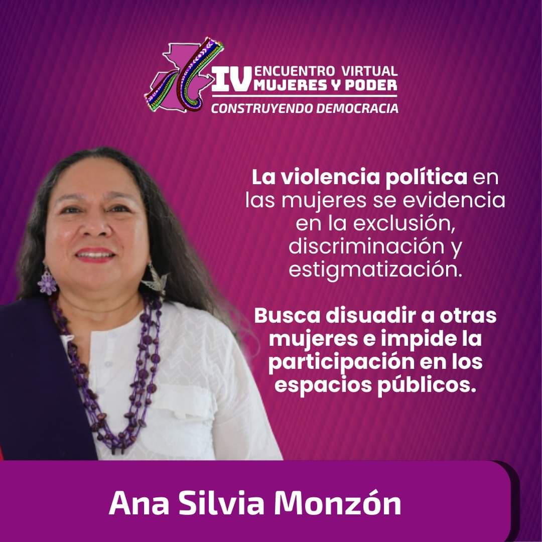 IV Encuentro Mujeres y Poder "La violencia política en las mujeres se evidencia en la exclusión, discriminación y estigmatización. Busca disuadir a otras mujeres e impide la participación en los espacios públicos." <a href="/AnaSilviaMonzo1/">Ana Silvia Monzon</a>
#YaEsHora✊
#mujeresypoder
#NuncaMasSinNosotras