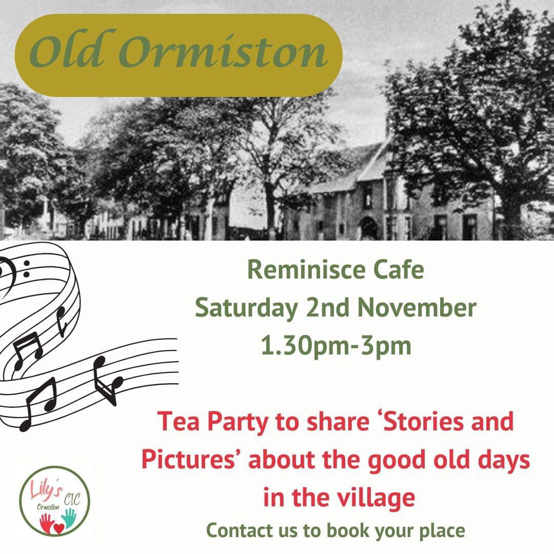 📸 Old Ormiston Reminisce Café 🕰️ We’d love for you to bring along your memories. Whether you’ve lived here all your life or love hearing about the old days, this is the perfect chance to swap stories, laugh over old snapshots, and celebrate our village history