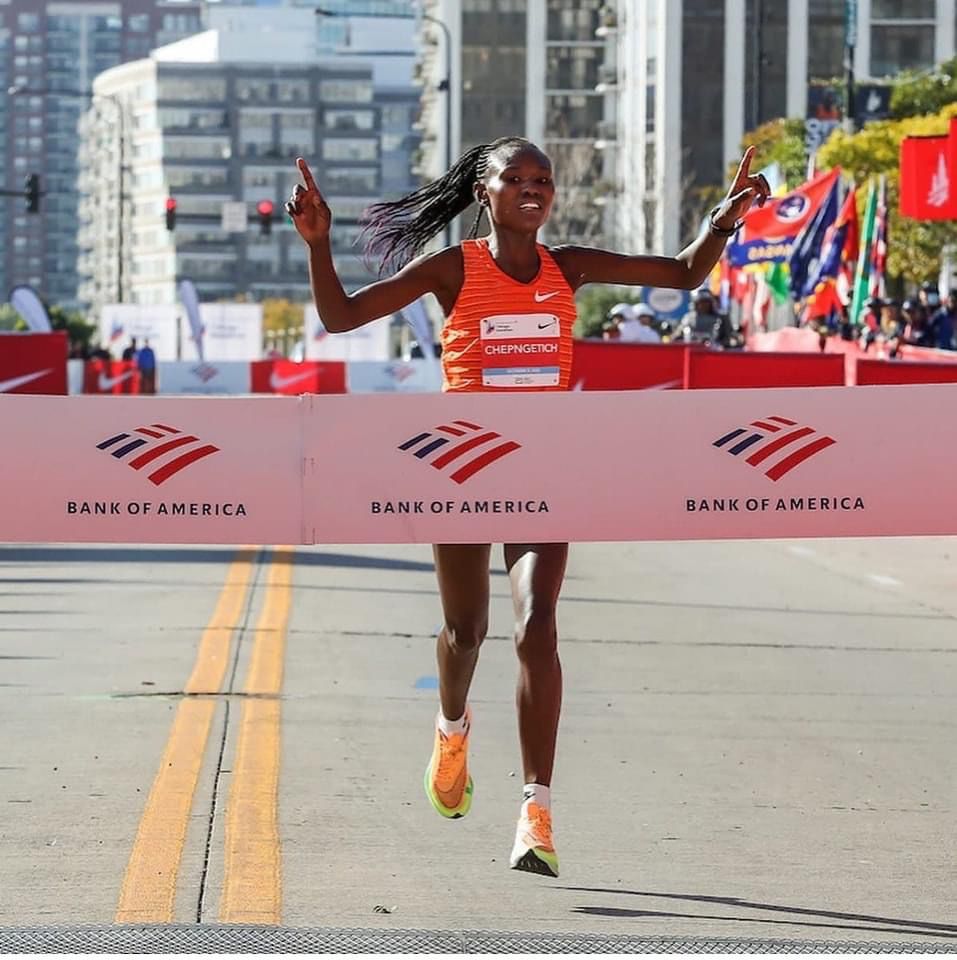 Anne Waiguru EGH, OGW (@annewaiguru) on Twitter photo Congratulations to Ruth Chepngetich for breaking the women's world marathon record and becoming the first woman in history to run under 2 hours, 10 minutes. Well done. #ChicagoMarathon2024
<a href="/WilliamsRuto/">William Samoei Ruto, PhD</a>
<a href="/moyasa_ke/">Min. of Youth Affairs, Creative Economy & Sports</a>
<a href="/OlympicsKe/">TeamKenya</a>
<a href="/ChiMarathon/">Chicago Marathon</a>
<a href="/WorldAthletics/">World Athletics</a> Congratulations to Ruth Chepngetich for breaking the women's world marathon record and becoming the first woman in history to run under 2 hours, 10 minutes. Well done. #ChicagoMarathon2024
<a href="/WilliamsRuto/">William Samoei Ruto, PhD</a>
<a href="/moyasa_ke/">Min. of Youth Affairs, Creative Economy & Sports</a>
<a href="/OlympicsKe/">TeamKenya</a>
<a href="/ChiMarathon/">Chicago Marathon</a>
<a href="/WorldAthletics/">World Athletics</a>