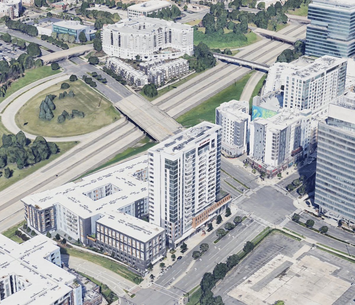 How much space does a cloverleaf interchange take?

Charlotte redesigned this exit replaced the interchange with…

• Whole Foods grocery store
• 1,000 multifamily units
• 20 townhomes
• 2 large hotels
• Starbucks
• A bank
• CVS

And there’s still one leaf left!