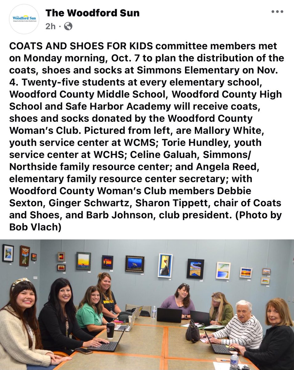Thank you to the Woodford Woman’s Club and <a href="/salvationarmy/">The Salvation Army</a> for collaborating with the Woodford County Family Resource Youth Service Center Team to support Coats and Shoes for kids in our community!  
<a href="/WoodfordCoPS/">Woodford County Public Schools</a>