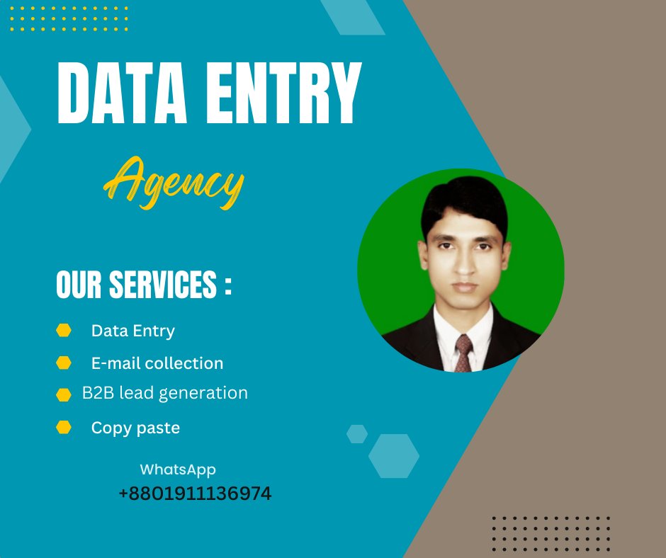 Data Entry
We provide accurate and efficient data entry services tailored to  your business needs. Whether it's data processing or record keeping, we pay close attention to detail to ensure timely and accurate results. 
WhatsApp: +8801911136974