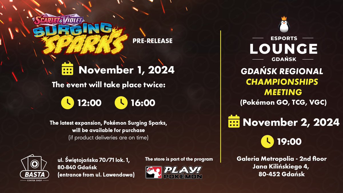 I invite everyone to #Pokemon events taking place before and during Pokemon Regionals #Gdańsk and to my Pokemon store in Gdańsk bastacentershop.pl
facebook.com/BastaCenterShop
#pokemonplay 
#PokemonTCG #PokemonGOApp 
<a href="/g47ix/">G47IX</a> 
<a href="/Team_Basta/">Team Basta</a> 
<a href="/TasiekYT/">Sebastian "Tasiek" Uziuk</a>