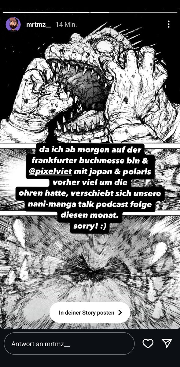 Sorry Leute, es ist gerade so viel🥲🥲🥲

Im November sind wir wieder da.
Mit Anime- und Manga-Podcast!

Liebe Grüße
Viet