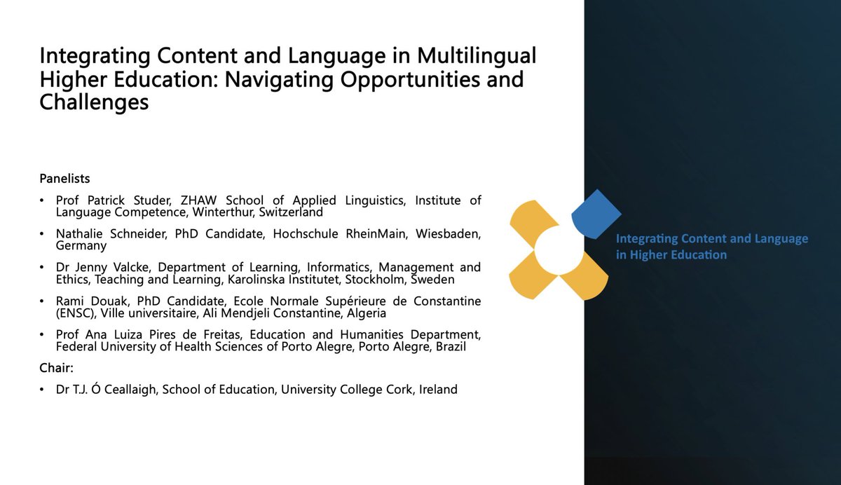 T.J. Ó Ceallaigh (@tj_oceallaigh) on Twitter photo 👏🏼Huge applause to panelists for their insightful discussion on integrating content & language in #multilingual #HigherEd at #ICLHE symposium 2024 <a href="/RheinMain_HS/">Hochschule RheinMain</a> <a href="/AnaLuizaPiresd3/">Ana Luiza Pires de Freitas</a> 👏🏼Huge applause to panelists for their insightful discussion on integrating content & language in #multilingual #HigherEd at #ICLHE symposium 2024 <a href="/RheinMain_HS/">Hochschule RheinMain</a> <a href="/AnaLuizaPiresd3/">Ana Luiza Pires de Freitas</a>