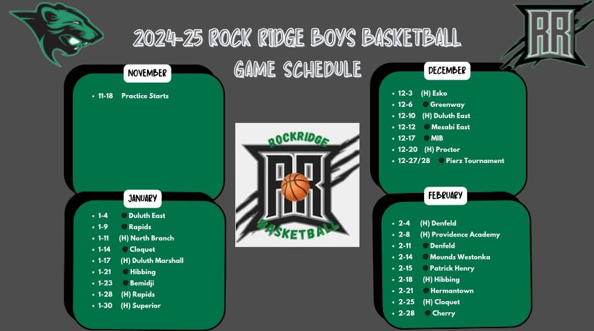 🏀Girl’s and Boy’s 2024-2025
            Game Schedules!!