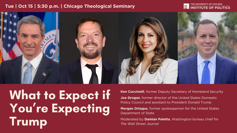 Morgan Ortagus (@morganortagus) on Twitter photo 𝐉𝐨𝐢𝐧 𝐦𝐞 Tuesday at 5:00 pm CT at <a href="/UChiPolitics/">UChicago Institute of Politics (IOP)</a> as we deep dive into President Trump's national security record and what his second term has in store.
Register here:
iop.app.neoncrm.com/np/clients/iop…
<a href="/KenCuccinelli/">Ken Cuccinelli II</a> Joe Grogan <a href="/damianpaletta/">Damian Paletta</a> 𝐉𝐨𝐢𝐧 𝐦𝐞 Tuesday at 5:00 pm CT at <a href="/UChiPolitics/">UChicago Institute of Politics (IOP)</a> as we deep dive into President Trump's national security record and what his second term has in store.
Register here:
iop.app.neoncrm.com/np/clients/iop…
<a href="/KenCuccinelli/">Ken Cuccinelli II</a> Joe Grogan <a href="/damianpaletta/">Damian Paletta</a>